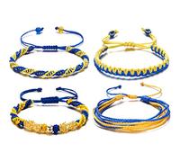 Muteitt Bracciale Ucraino, 4 Pezzi Bracciale Ucraina Giallo Bracciale Bandiera Ucraina Bracciale Regolabile in Corda Intrecciata Gioielli Regali per Uomo