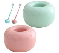 Muteitt Supporto Portaspazzolino in Ceramica 2 Pezzi, Anelli Portapenne, Organizer Appoggio per Il Bagno di Casa