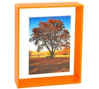 Mutellstory Cornice portafoto fluttuante in acrilico, 20,3 x 25,4 cm, per montaggio a parete e da tavolo, decorativa in galleria, casa, ufficio, arancione neon