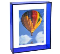 Mutellstory Cornice portafoto fluttuante in acrilico, 20,3 x 25,4 cm, per montaggio a parete e da tavolo, decorativa in galleria, casa, ufficio, blu Klein