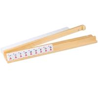 MUTEX American Natural Wood Mahjong Rack con pusher, set di 4 rack Mahjong per Mahjong, treno messicano, domino, elegante in legno Mahjong Piastrelle Pusher - 44 cm