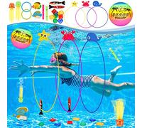 MutoToy® Giocattoli da Immersione, 27 PCS Giochi Piscina Bambini con Borsa di Stoccaggio Inclusa Anelli da Immersione Palloni da Spiaggia Torpedo Bandits Giochi Acqua Bambini per Formazione Subacquea
