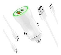 MUTTO Mini caricatore da auto USB C, confezione da 2 cavi USB C + caricatore adattatore accendisigari 2 porte USB tipo C e USB, porta doppia QC3.0/2.4A, per cellulare iPhone 15, Samsung, iPad, tablet