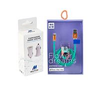 MUTTO Pack caricabatterie da auto USB, [doppia porta QC3.0] 5 V/2 A + cavo dati USB-Lightning Flower Dreams