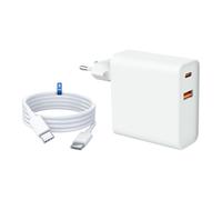 MUTTO Pack Caricatore USB C, 65 W + Cavo USBC 2 M, Spina di ricarica rapida Tipo C + USB A - Spina USB C, Testa Compatibile con iPhone 17 16 15 14 13 12 11, Samsung, Xiaomi, iPad, Tablet e tutti