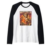 Muttzilla - Parodia del Film del Mostro Dogzilla di Razza Mista Maglia con Maniche Raglan