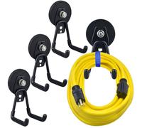 MUTUACTOR Ganci resistenti con rivestimento magnetico per garage, con terre rare, per appendere crociere in classe, vani della cucina, porte in metallo (diametro 66 mm, 4 ganci, nero)