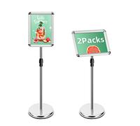 Mutualsign A4 Supporto Espositore Regolabile Poster Supporto da Pavimento Segno Avviso del Supporto, Il Porta Poster in Alluminio può Sostituire Rapidamente i Poster（Argento，2pcs）