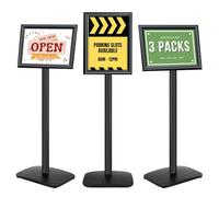 Mutualsign Confezione da 3 espositori A4 resistenti con base stabile, supporto da pavimento per menu/avvisi/esposizione, porta cartelli di benvenuto all'aperto, nero