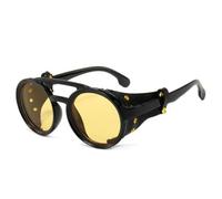 MUTYNE Moda SteamPunk Occhiali da sole Donna Uomo Tondo Lato a rete Stile Cyber Punk Side Shiled Occhiali rotondi Occhiali vintage retrò, C08, Altro