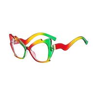 MUTYNE Occhiali da donna alla moda retrò leggeri Occhiali da vista per computer con montatura arcobaleno Cat Eye in metallo, 1, taglia unica