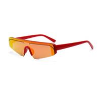 MUTYNE Occhiali da sole a specchio in un unico pezzo per donna Occhiali da sole piatti alla moda Occhiali da sole da uomo in tonalità retrò rosso a specchio, lente rossa, taglia unica