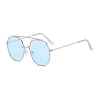 MUTYNE Occhiali da sole alla moda, classici, vintage, in metallo, con doppio ponte, poligonali, da uomo e da donna, di lusso, da viaggio e da guida, UV400 (argento blu)