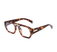 MUTYNE Occhiali da sole da donna con doppi ponti, quadrati e poligonali, alla moda, UV400, trasparenti e sfumati (leopardo trasparente)