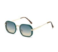 MUTYNE Occhiali da sole da donna con lenti sfumate alla moda, UV400, occhiali da sole da uomo quadrati retrò (verde tè verde)