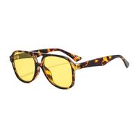 MUTYNE Occhiali da sole da pilota retrò con doppi ponti, da donna, alla moda, UV400, da uomo, leopardati (giallo leopardato)