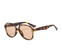 MUTYNE Occhiali da sole da pilota retrò con doppi ponti, da donna, alla moda, UV400, da uomo, leopardati (leopardati, champagne)