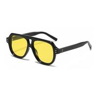 MUTYNE Occhiali da sole da uomo con doppi ponti e rivetti retrò, alla moda, quadrati, da donna, UV400, occhiali da sole di tendenza (nero e giallo)