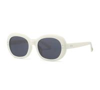 MUTYNE Occhiali da sole da uomo con rivetti ovali punk alla moda, popolari, UV400, retrò, rotondi da donna (bianco grigio)