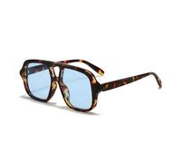 MUTYNE Occhiali da sole da uomo quadrati con doppi ponti, popolari alla moda, vintage, punk, UV400, di tendenza (blu leopardo)