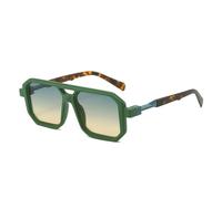 MUTYNE Occhiali da sole quadrati a doppio ponte Occhiali da sole sfumati moda donna UV400 Occhiali da sole da uomo retrò poligono, verde verde giallo, taglia unica