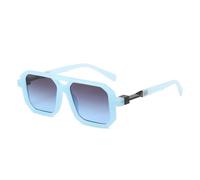 MUTYNE Occhiali da sole quadrati a doppio ponte Occhiali da sole sfumati moda donna UV400 Occhiali da sole da uomo retrò poligono, Blu grigio blu, taglia unica