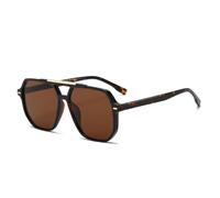 MUTYNE Occhiali da sole quadrati da donna con doppi ponti retrò, tonalità sfumate alla moda, UV400, rivetti da uomo (tè leopardato)