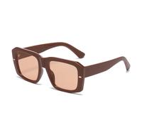 MUTYNE Occhiali da sole quadrati da donna, popolari e alla moda, con rivetti vintage, punk, da uomo, con montatura trasparente UV400 (marrone champagne)