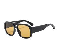 MUTYNE Occhiali da sole quadrati da uomo con doppi ponti retrò, tonalità alla moda, UV400, donna, punk, sfumati (tè nero)