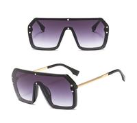 MUTYNE Occhiali da sole quadrati oversize rossi neri da donna con lenti monopezzo occhiali da sole con montatura grande per uomo UV400 specchio argento, 2, nero, grigio sfumato, taglia unica