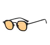 MUTYNE Occhiali da sole quadrati piccoli alla moda da donna, tonalità punk retrò UV400, occhiali da sole di tendenza da uomo, nero arancione, taglia unica