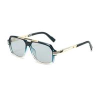 MUTYNE Occhiali da sole quadrati retrò con doppi ponti, da donna, alla moda, con sfumature sfumate, UV400, da uomo (blu grigio chiaro)