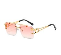 MUTYNE Occhiali da sole quadrati retrò in metallo con doppio ponte Moda uomo Senza montatura Trasparente con lenti sfumate oceano UV400 Occhiali da sole da donna, sfumatura rosa, taglia unica