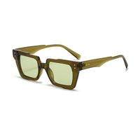 MUTYNE Occhiali da sole retrò Cat Eye da donna con lenti trasparenti color oceano, occhiali da sole da uomo con rivetti di tendenza, occhiali da sole quadrati punk (verde oliva)