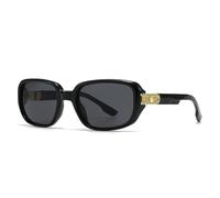MUTYNE Occhiali da sole retrò da uomo con rivetti quadrati, occhiali da sole alla moda con sfumature sfumate UV400 (nero grigio dorato)