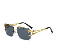 MUTYNE Occhiali da sole retrò senza montatura Uomo Donna Occhiali da sole quadrati senza montatura Occhiali Steampunk vintage, A01 oro nero, taglia unica