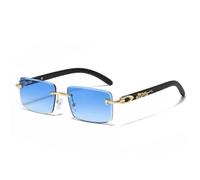 MUTYNE Occhiali da sole rettangolari piccoli alla moda senza montatura Uv400 (sfumato blu)