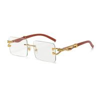 MUTYNE Occhiali da sole rettangolari piccoli senza montatura da uomo Occhiali da sole vintage senza montatura per uomo Leopard Eyewear Shades UV400, C5 oro bianco, taglia unica