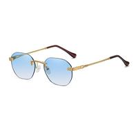 MUTYNE Occhiali da sole rettangolari senza montatura blu moda per donna Uomo Occhiali da sole senza cornice di lusso quadrati in metallo unisex UV400,1, taglia unica