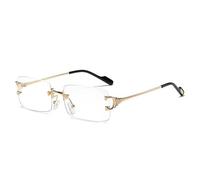 MUTYNE Occhiali da sole rettangolari senza montatura per donna Occhiali quadrati senza montatura moda per uomo Occhiali ultraleggeri UV400 Occhiali da sole unisex, oro trasparente, taglia unica