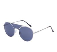 MUTYNE Occhiali da sole rotondi alla moda da donna in stile steampunk, con montatura grande in metallo, per guida all'aperto, UV400 (grigio argento)