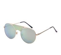 MUTYNE Occhiali da sole rotondi alla moda da donna in stile steampunk, montatura grande in metallo, per guida all'aperto, UV400 (oro rosa verde)