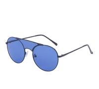 MUTYNE Occhiali da sole rotondi alla moda da donna Steampunk, di lusso, con montatura grande in metallo, per guida all'aperto, UV400 (nero e blu)