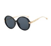 MUTYNE Occhiali da sole rotondi oversize da donna con montatura nera e aste con texture a foglia dorata, occhiali da sole moderni e alla moda per l'uso quotidiano all'aperto, C2, taglia unica