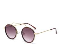 MUTYNE Occhiali da sole rotondi vintage in metallo da donna, occhiali da sole punk classici alla moda, occhiali da sole da uomo, occhiali da guida per esterni, UV400 (marrone sfumato)