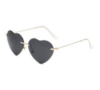 MUTYNE Occhiali da sole senza montatura a forma di cuore per donna, montatura in metallo, leggeri, protezione UV, occhiali alla moda, minimalisti e carini, C1, taglia unica