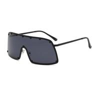 MUTYNE Occhiali da sole vintage oversize con scudo monopezzo per donna Moda unici rivetti completi Occhiali da sole sexy da uomo Occhiali antivento, nero grigio, taglia unica