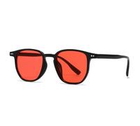 MUTYNE Occhiali da sole vintage quadrati da uomo, occhiali da sole alla moda UV400 da donna con rivetti punk (nero rosso)