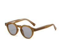 MUTYNE Occhiali da sole vintage rotondi con rivetti, da uomo e da donna, stile punk, UV400 (grigio chiaro)