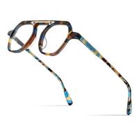 MUTYNE Occhiali da vista in acetato Montatura da uomo Occhiali da vista quadrati retrò vintage Occhiali da vista da donna, Leopardo blu, Taglia unica